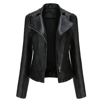 Veste tailleur femme – Coupe structurée – Détails cloutés – Fermeture zippée