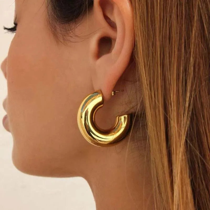 Sienna Chunky Hoop Earrings | Smooth Finish Chunky Hoop Earrings