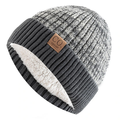 Henry Two-Tone Beanie Hat | Fleece Lined Ribbed Knit Beanie Hat