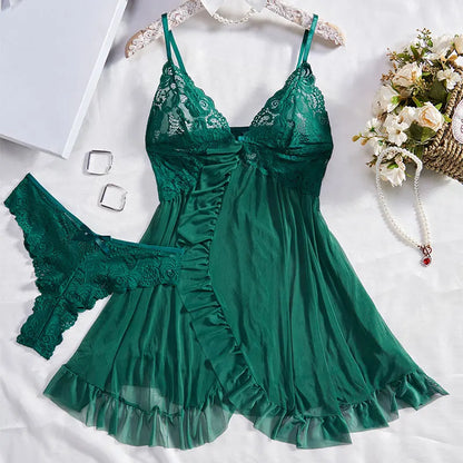 Women's lingerie – Slim set – Lace V-neck – Semi-transparent fabric