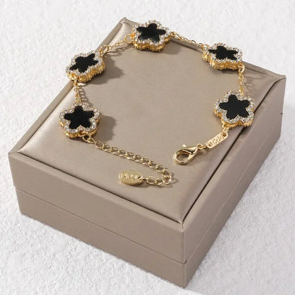 Sofia Link Bracelet | Clover Motif, Rhinestone Accents Bracelet