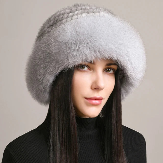 Chiara Knitted Fur Hat | Fluffy Winter Fur Hat