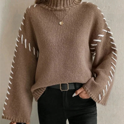 Emily Relaxed Fit Pullover Sweater | Mock Neck Pullover Sweater
