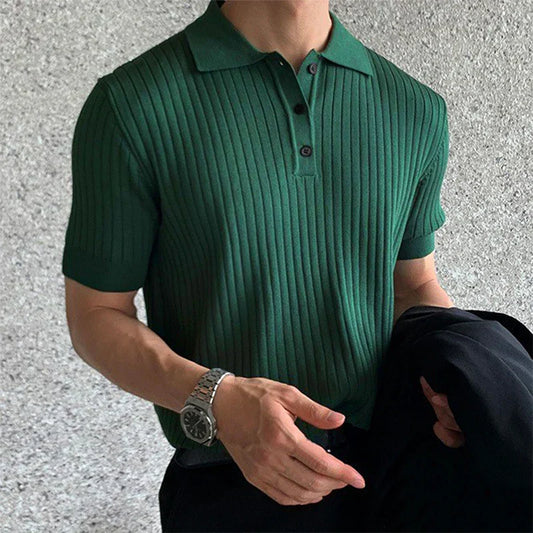 Men's polo – Slim fit – Ribbed knit – Short sleeves – Smart casual style