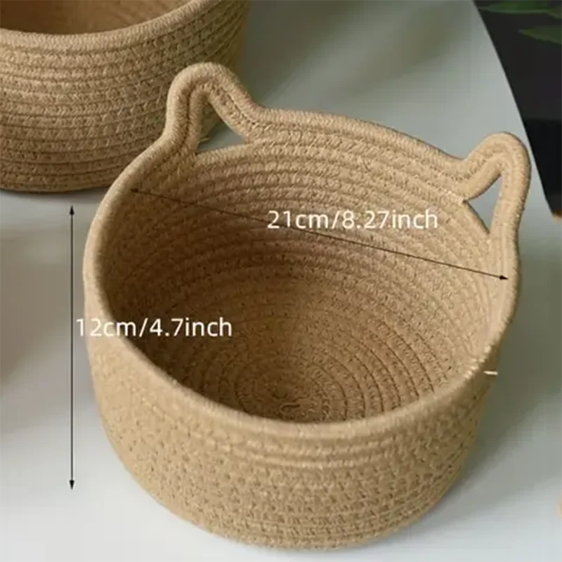 Woven Cat-Ear Storage Basket Set of Three