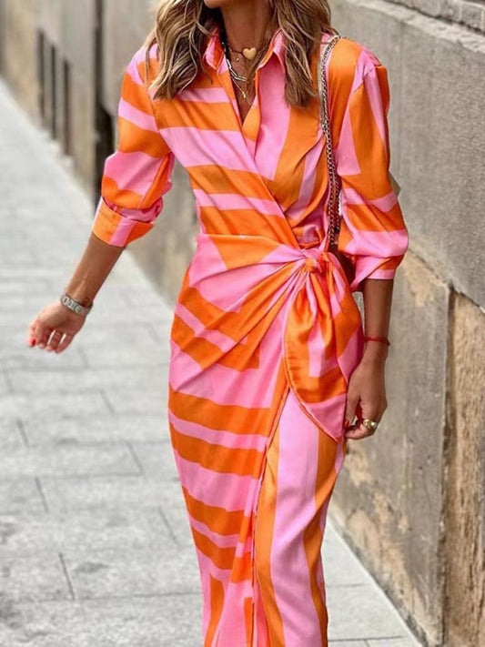 Robe portefeuille femme – Coupe ajustée – Manches longues – Tissu respirant élégant