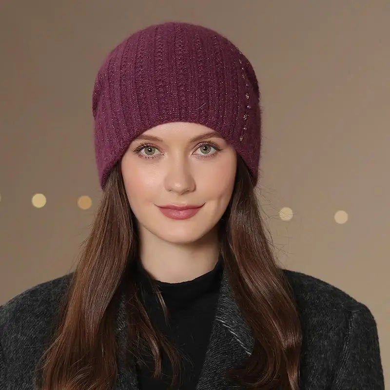 Giulia Relaxed Fit Beanie | Ribbed Embellished Beanie