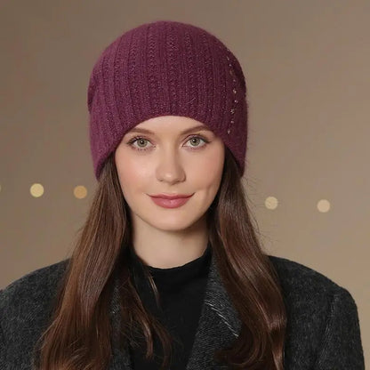 Giulia Relaxed Fit Beanie | Ribbed Embellished Beanie