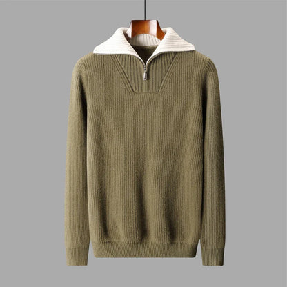 Theo Regular Fit Quarter-Zip Sweater | Ribbed Knit Sweater