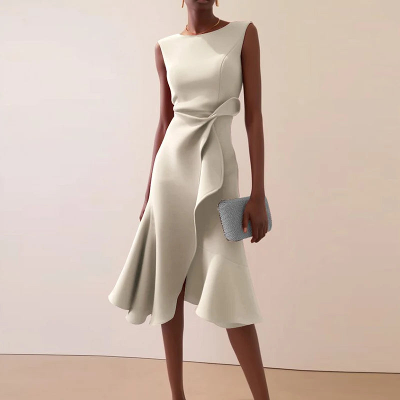 Ruffled Asymmetrical Hem A-Line Dress for Women – Party-Ready Elegance