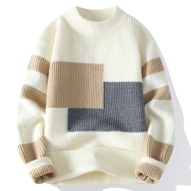 Elias Knit Sweater | Geometric High-Neck Sweater