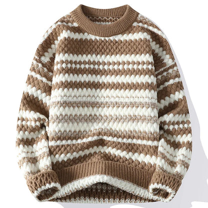 Antonio Relaxed Fit Crew Neck Sweater | Striped Crew Neck Sweater