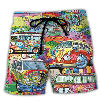 Men's swim shorts – Straight cut – Quick-drying – Boho print – Adjustable waist