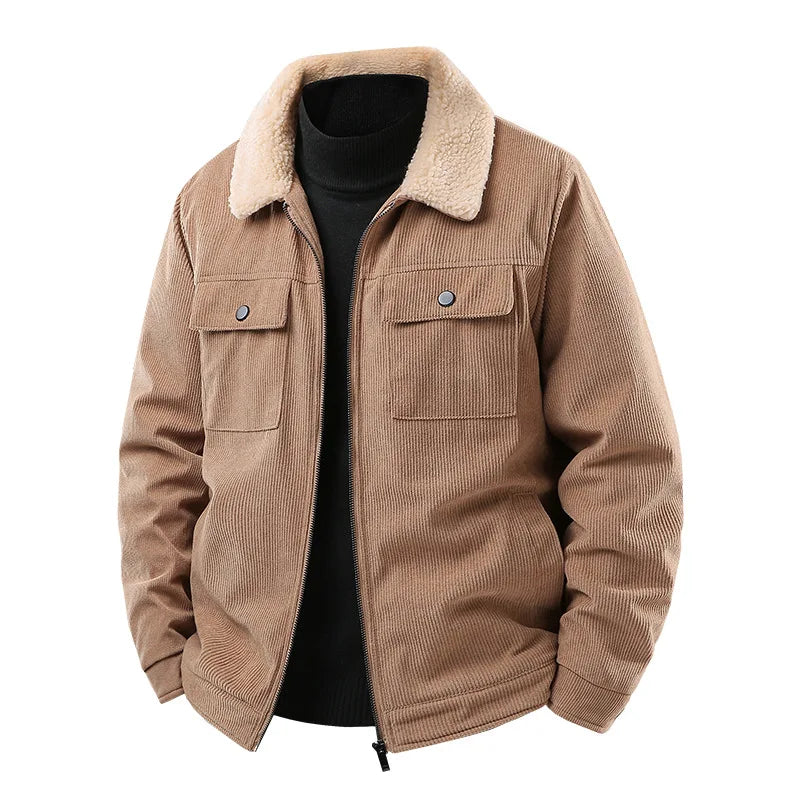 Theo Relaxed Fit Bomber Jacket | Corduroy Zip Front Bomber Jacket