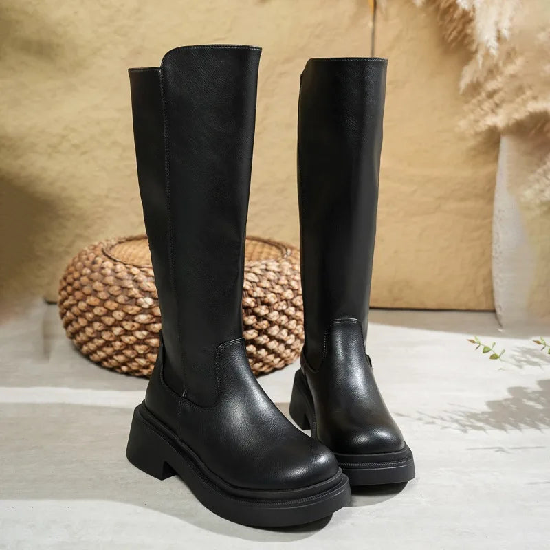 Paola Platform Knee-High Boots | Side Zip Knee-High Boots