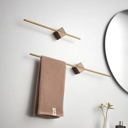 Minimalist Wall-Mounted Wood and Metal Towel Rack