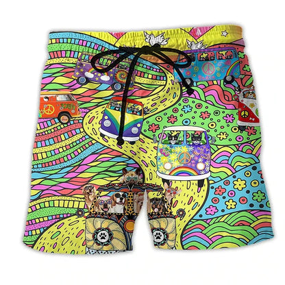 Men's swim shorts – Straight cut – Quick-drying – Boho print – Adjustable waist