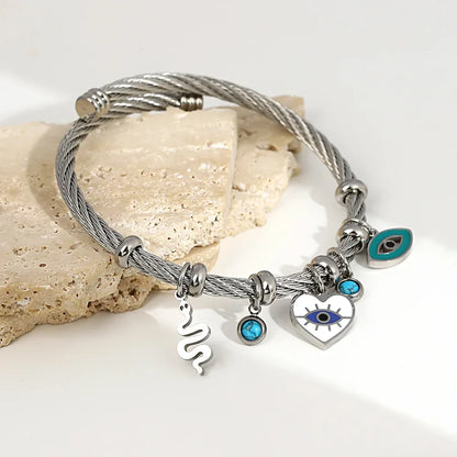 Valentina Open Cuff Bracelet | Evil Eye & Turquoise Cuff Bracelet