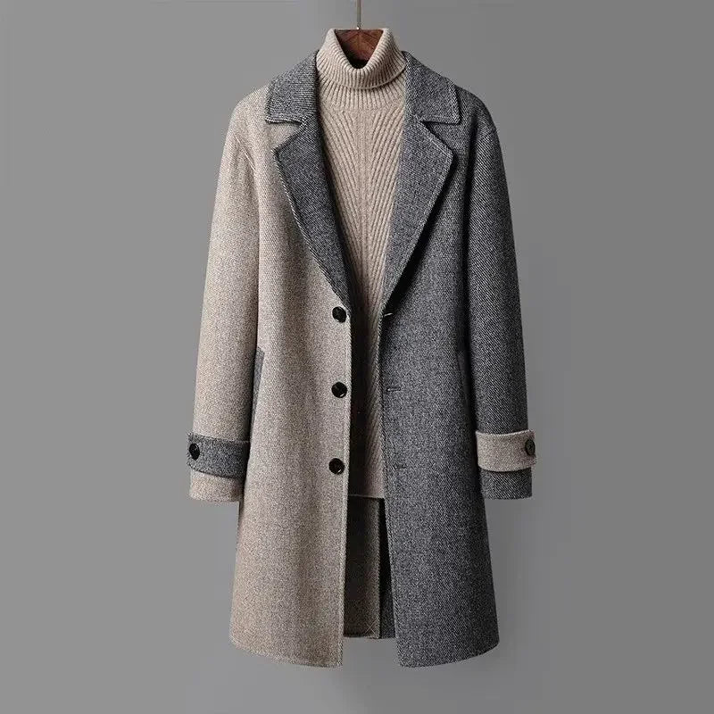 Alessandra Straight Fit Coat | Two-Tone Knee-Length Coat
