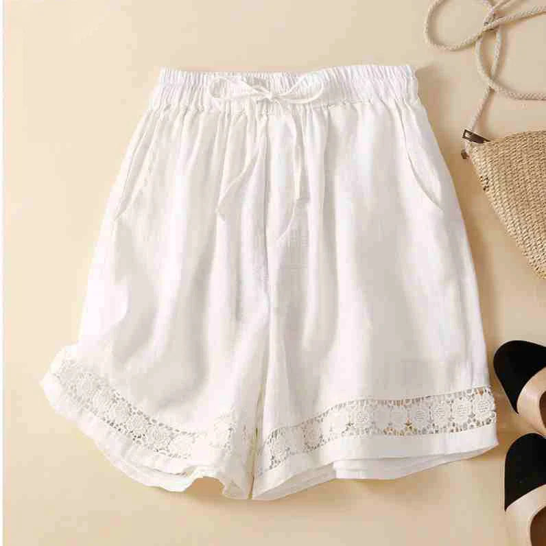 Embroidered Linen Shorts for Women – Relaxed Comfort & Adjustable Fit