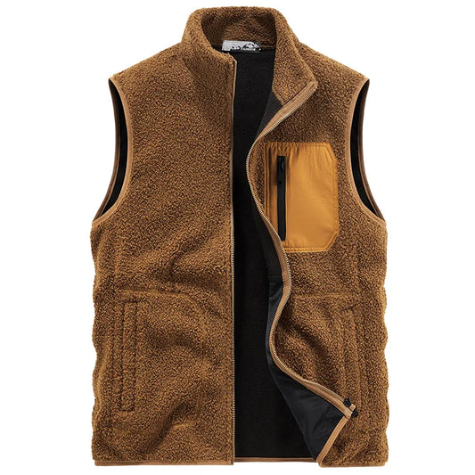 Alfie Relaxed Fit Vest | Stand Collar, Full Zip Vest