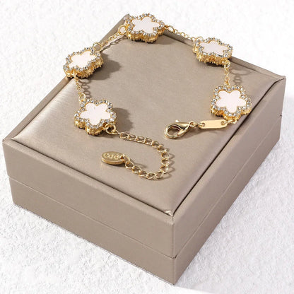 Sofia Link Bracelet | Clover Motif, Rhinestone Accents Bracelet