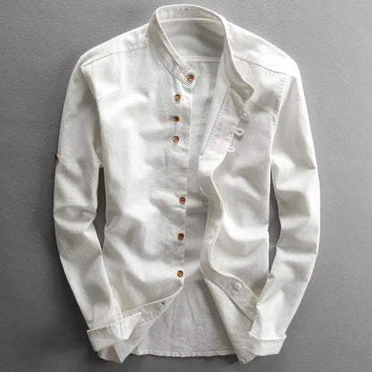 Men's slim shirt – mao collar – long sleeves – comfortable breathable fabric