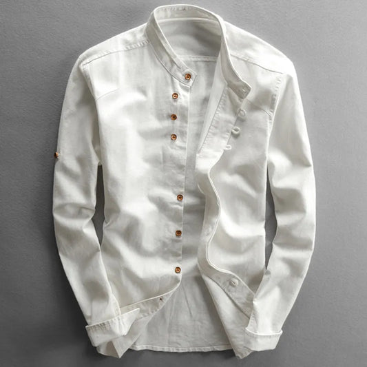 Men's slim shirt – mao collar – long sleeves – comfortable breathable fabric