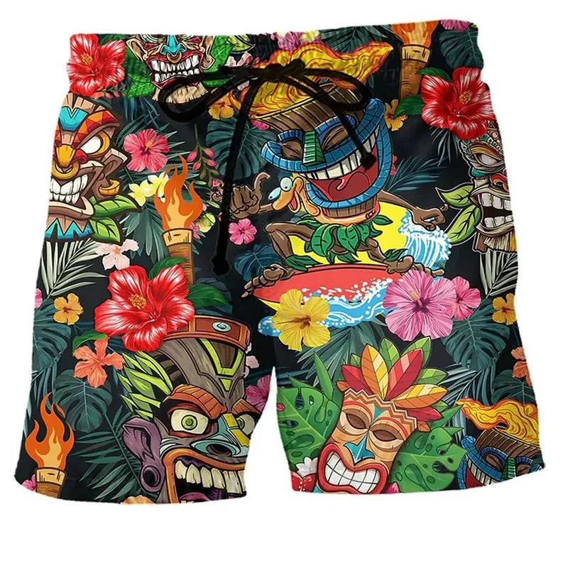 Men's swim shorts – Straight cut – Quick-drying – Boho print – Adjustable waist