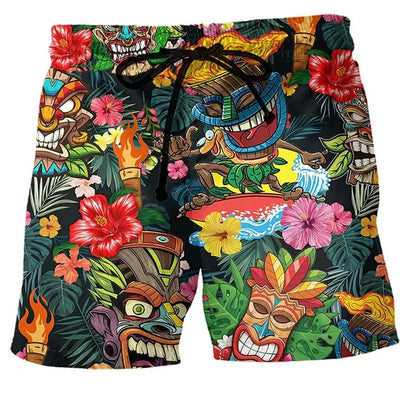Men's swim shorts – Straight cut – Quick-drying – Boho print – Adjustable waist