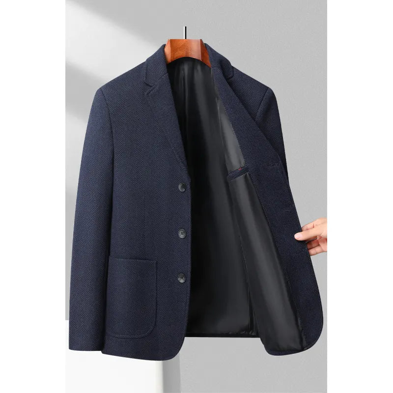 Veste homme – Coupe ajustée – Tissu texturé – Revers cranté – Fermeture 3 boutons