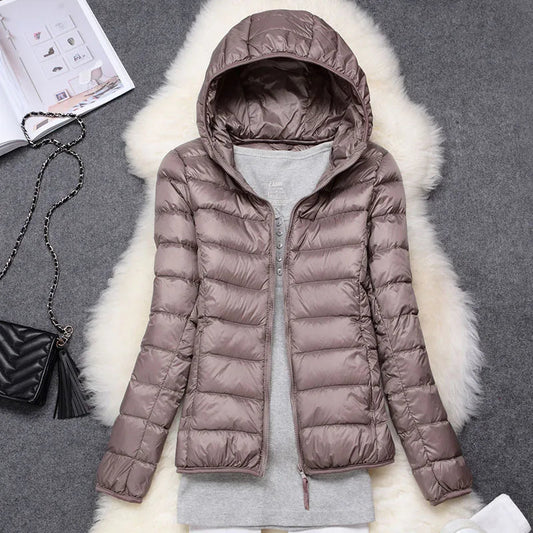 Chloe Hooded Puffer Jacket | Quilted Zip Front Jacket