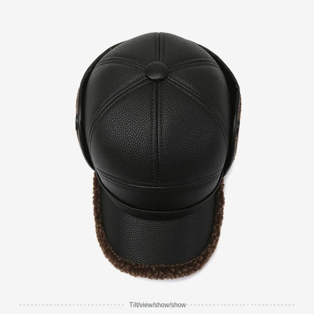 Logan Leather Ear Flap Cap | Fleece Trim, Structured Fit Cap