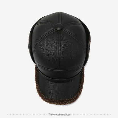 Logan Leather Ear Flap Cap | Fleece Trim, Structured Fit Cap