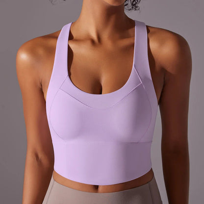 Women's sports bra – Racer back – Breathable stretch fabric – Scoop neckline