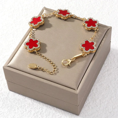 Sofia Link Bracelet | Clover Motif, Rhinestone Accents Bracelet