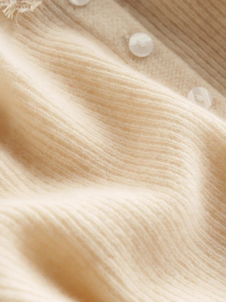 Ilaria Relaxed Fit Cardigan | Lace Trim V-Neck Cardigan