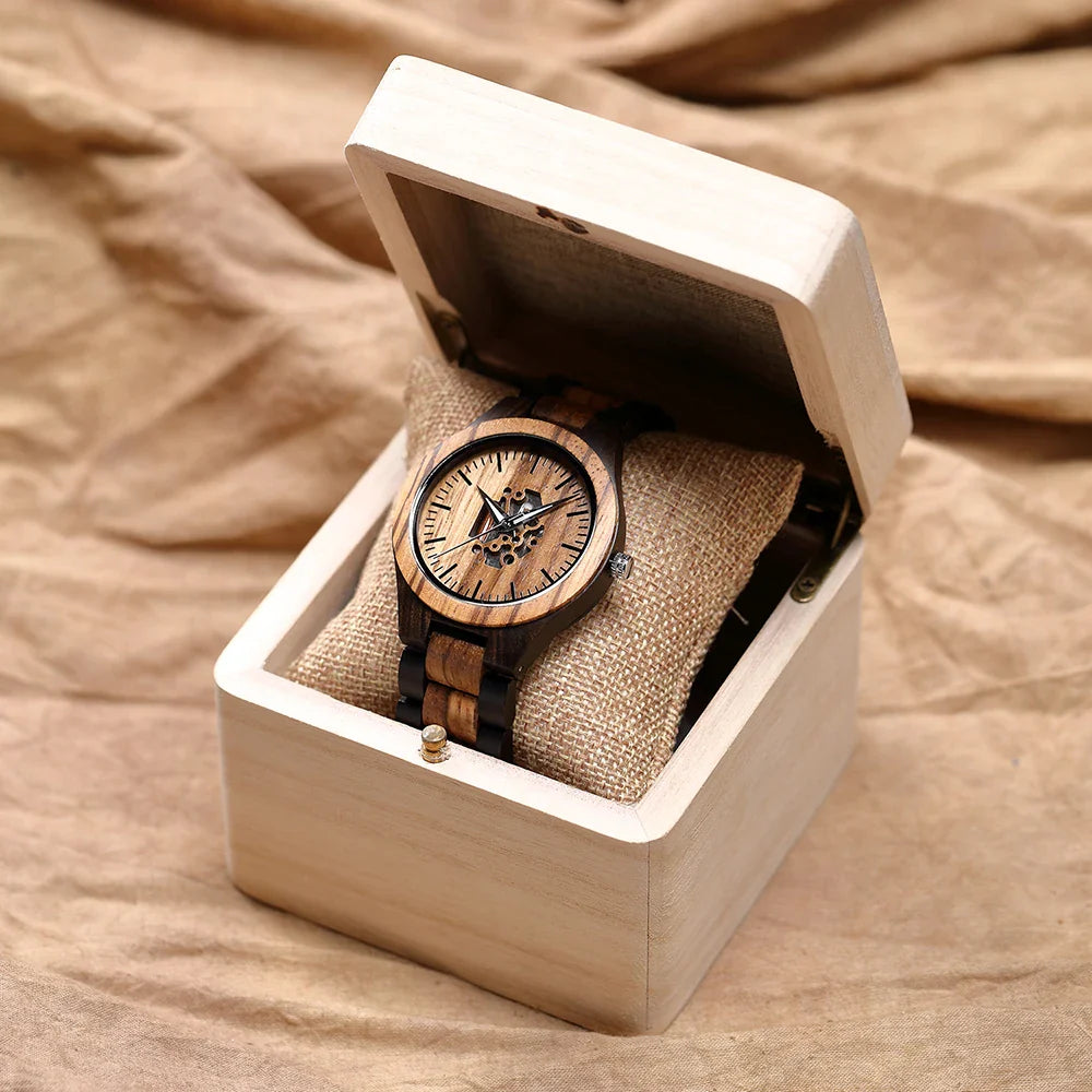 Max Skeleton Wristwatch | Wooden Case, Wooden Strap Wristwatch