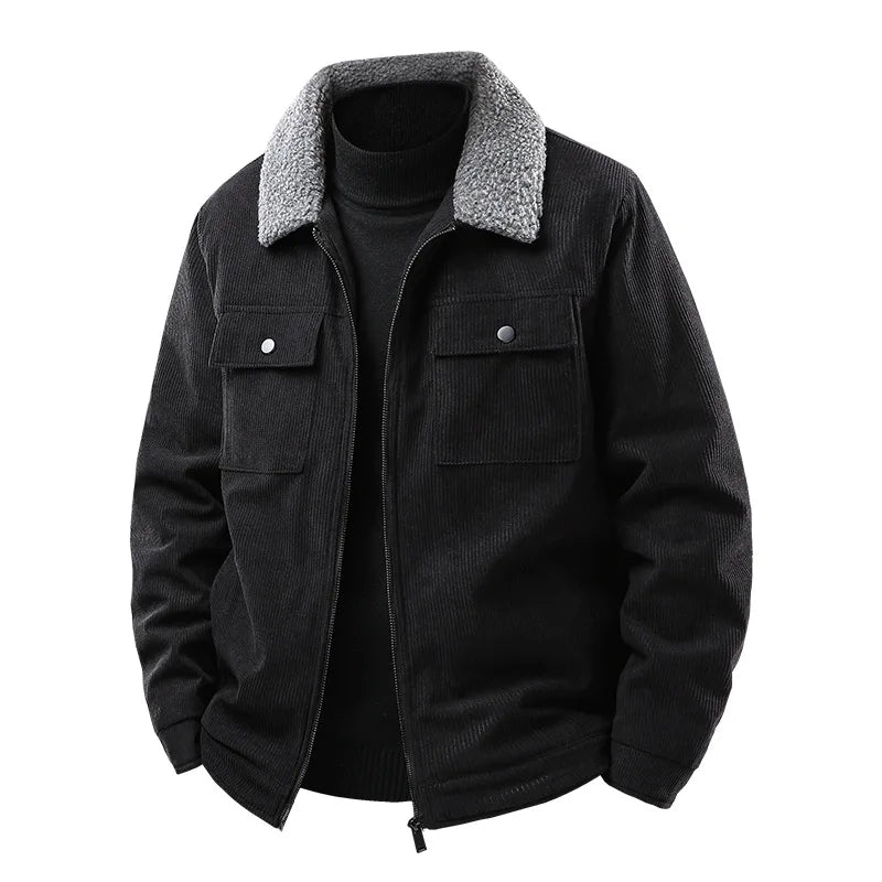 Theo Relaxed Fit Bomber Jacket | Corduroy Zip Front Bomber Jacket