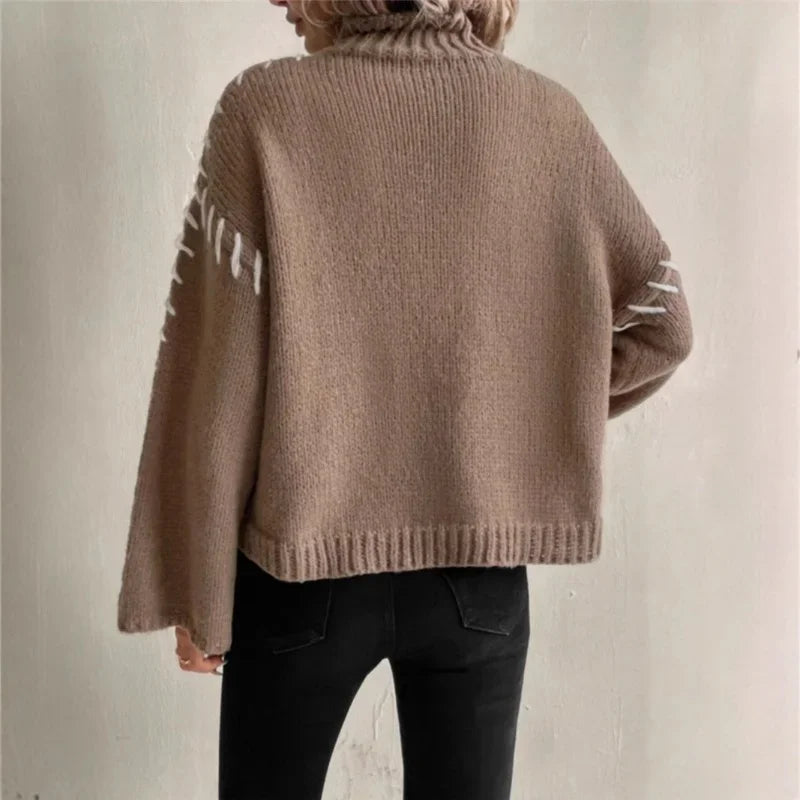 Emily Relaxed Fit Pullover Sweater | Mock Neck Pullover Sweater