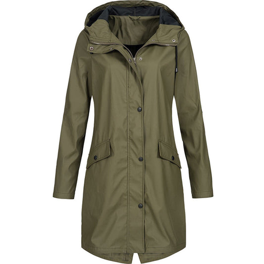 Veste imperméable femme – Coupe droite – Capuche réglable – Longueur mi-cuisse