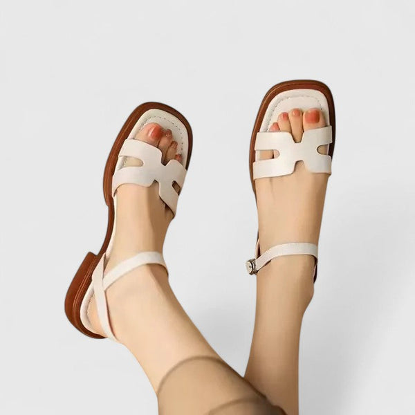 H-Strap Leather Flat Sandals for Women – Secure & Adjustable Fit