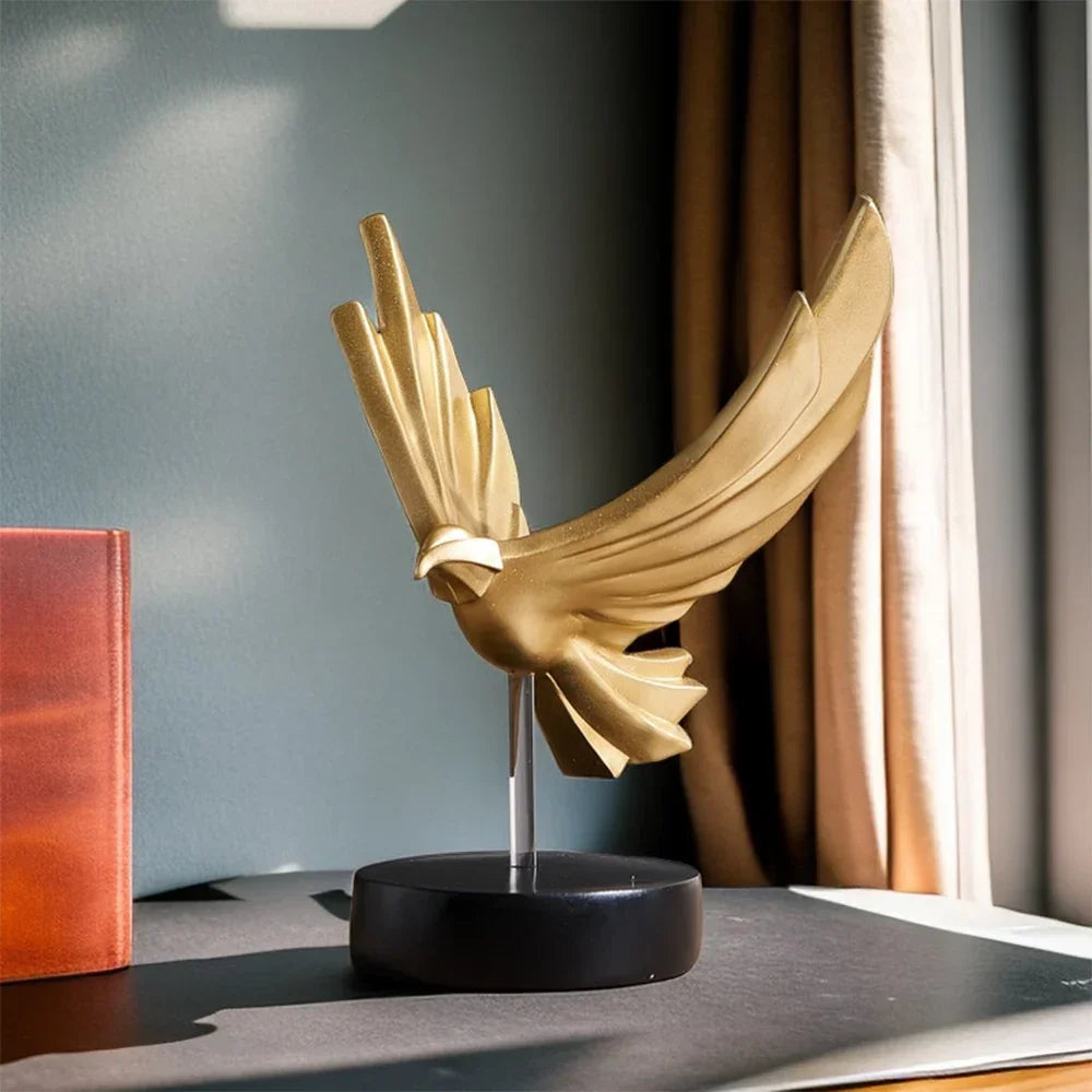 Contemporary Metal Eagle Sculpture With Sleek Finish