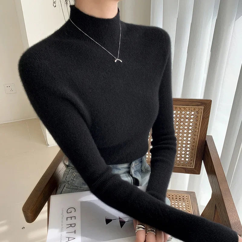 Veronica Slim Fit Mock Neck Sweater | Ribbed Mock Neck Sweater