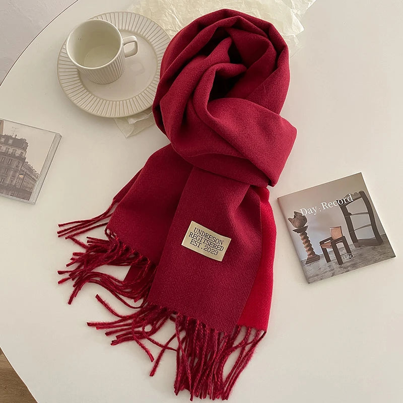 Valentina Long Scarf | Double-Sided, Fringed Ends Scarf