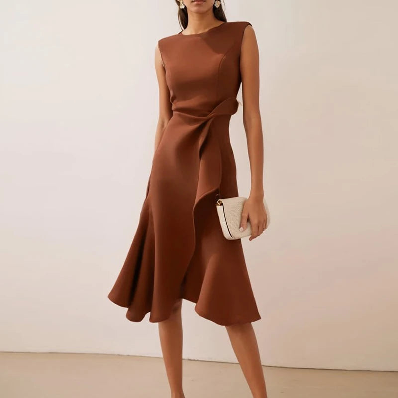 Ruffled Asymmetrical Hem A-Line Dress for Women – Party-Ready Elegance