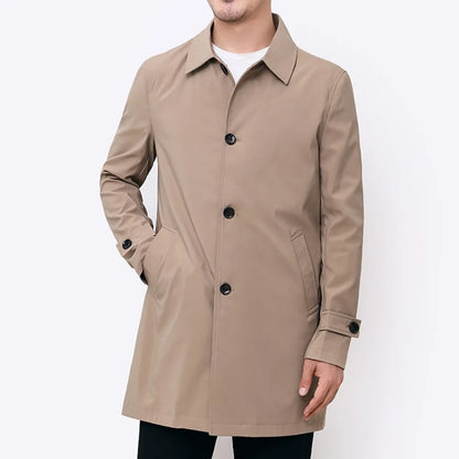 Veste coupe-vent homme – Déperlante – Coupe décontractée – Mi-longue – Fermeture boutonnée