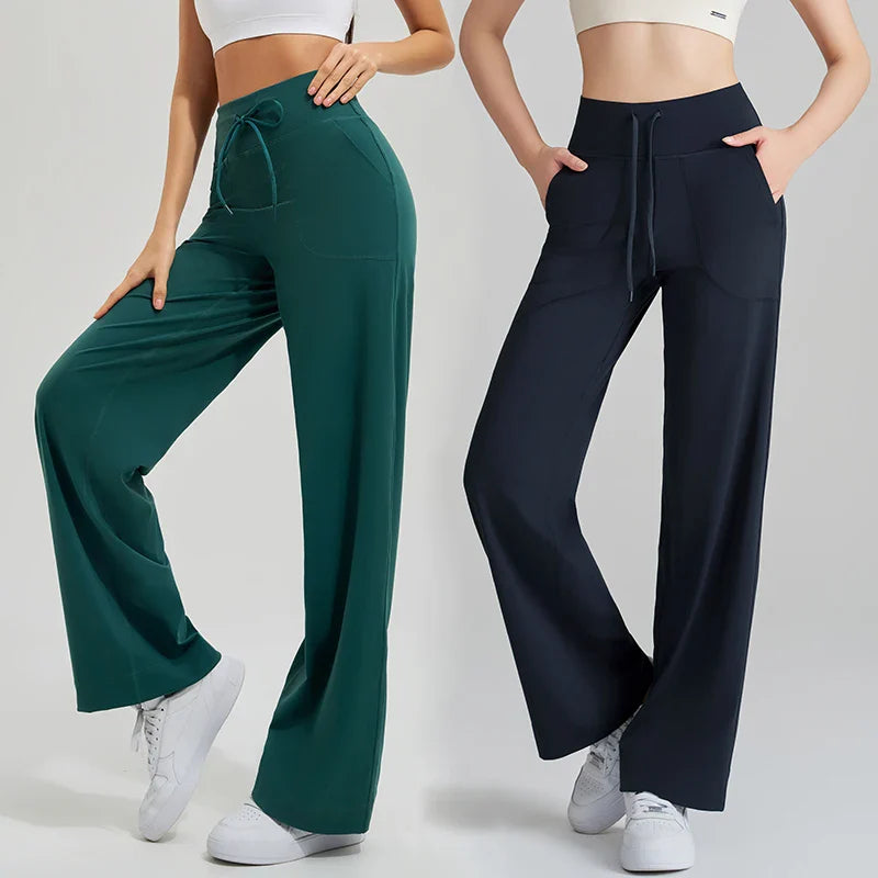 Giulia Wide Leg Active Pants | Drawstring Waist Active Pants
