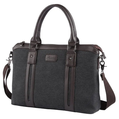 Logan Structured Briefcase Bag | Faux Leather Accents Zipper Closure Bag