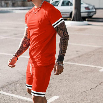 Men's sports set – Slim fit – Breathable stretch fabric – T-shirt and shorts